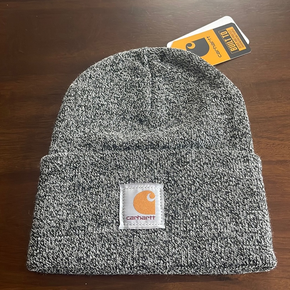 Black/gray/white Carhartt beanie